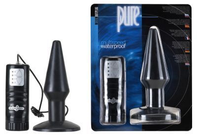 BUTT PLUG PURE BLACK M/SPD MEDIUM