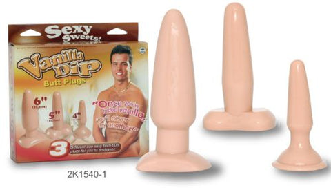 BUTT PLUG 3 SET FLAVORED VANILLA DIP