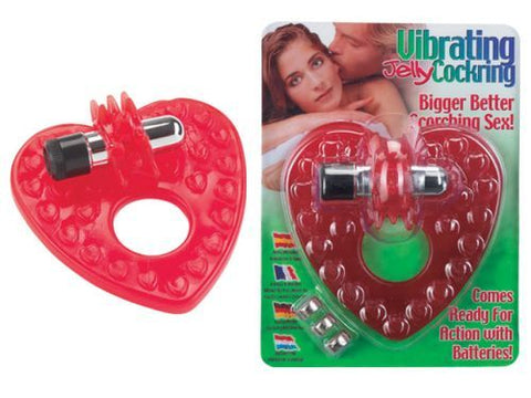 COCKRING VIBRATING RED HEART SPIKED