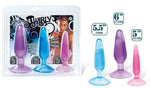 BUTT PLUG 3 COLOURED L/M/S SET TWIRLY TRIO