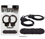 HANDCUFF + BONDAGE ROPE SEX EXTRA BLACK